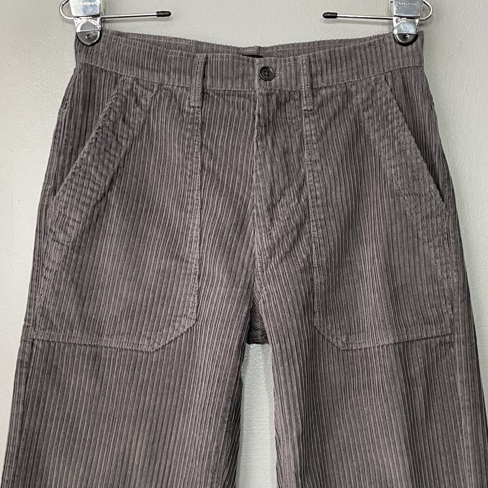 Prana Corduroy Pants Womens Size 6 Gray High Rise Wide Leg Organic Cotton Casual - Picture 2 of 15